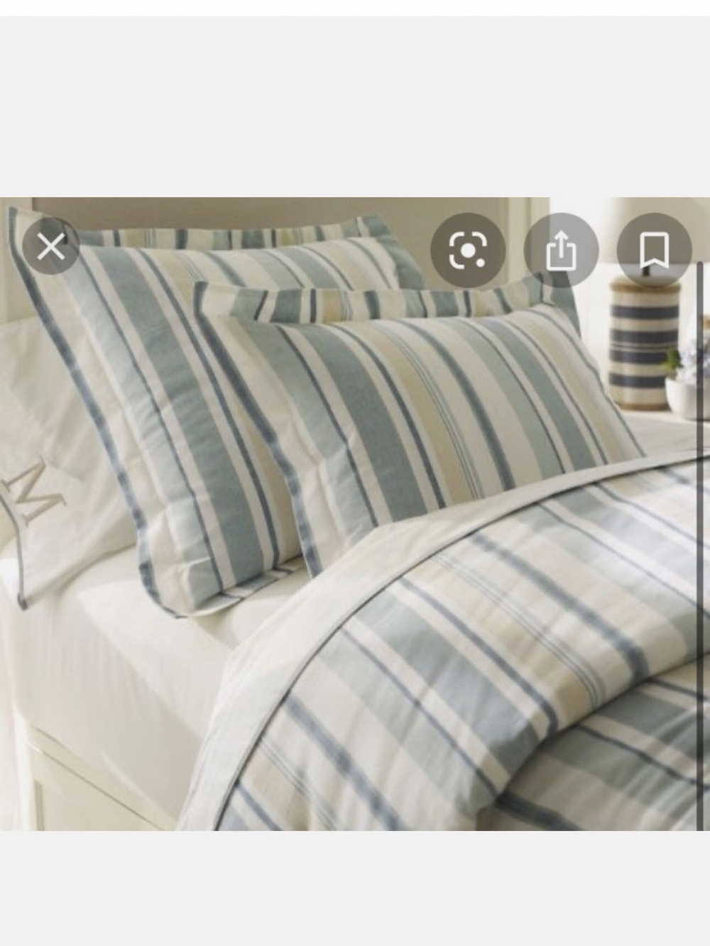 Pottery Barn Darian queen duvet and 2 std shams set linen coastal great cond